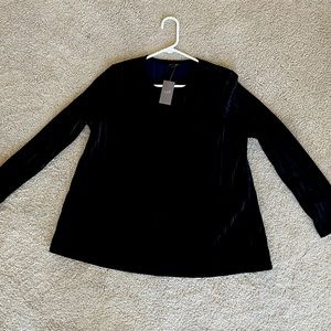J. JILL NWT Black Velvety Ribbed Top Sz M Long sleeve